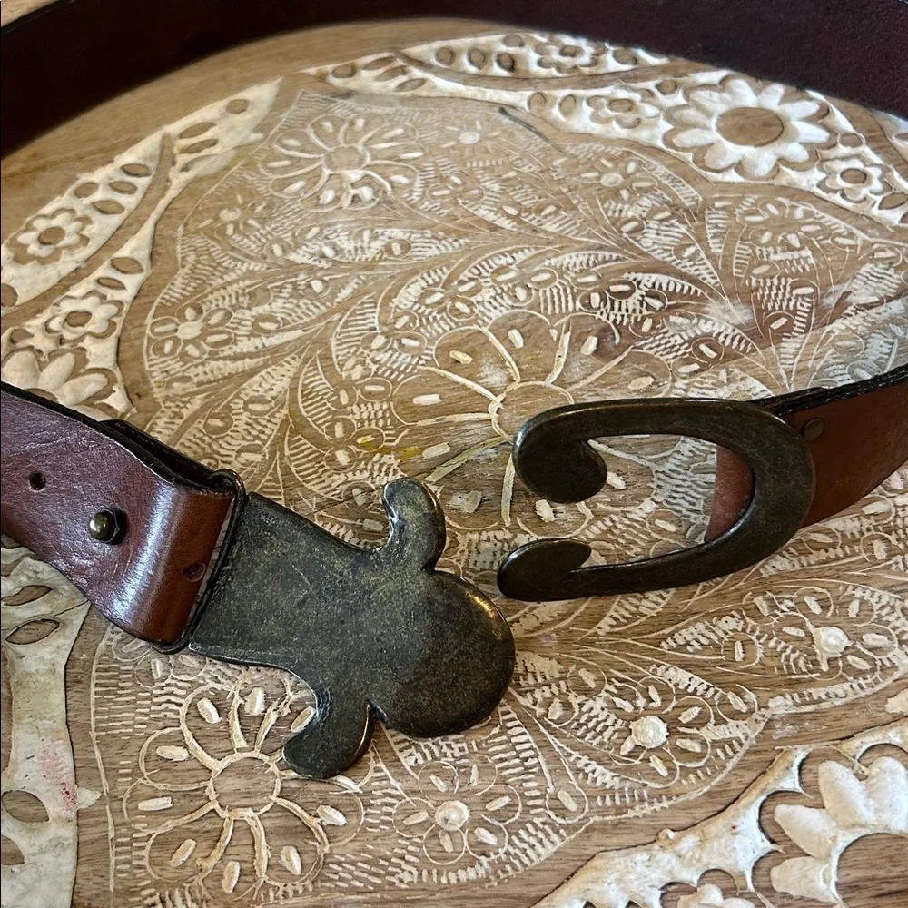 ERICSON BEAMON LEATHER BELT WITH DECORATIVE BUCKLE FOR GOYPHON NEW YORK